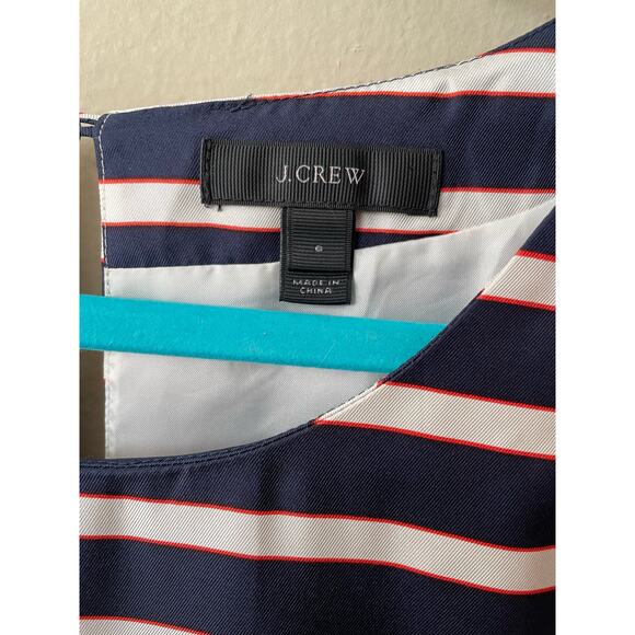 J. Crew 100% Silk Red White & Blue Striped Dress - Picture 2 of 12